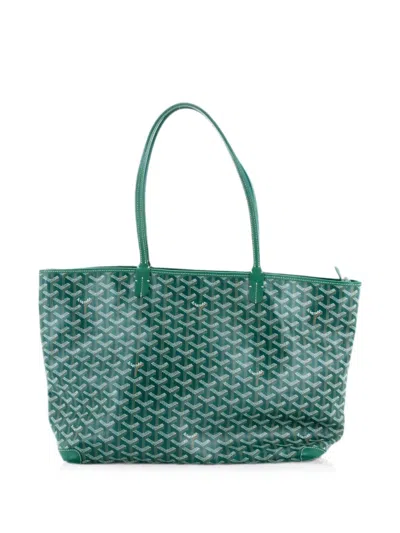Pre-owned Goyard Artois Tote Coated Canvas Mm Shoulder Bag In Green