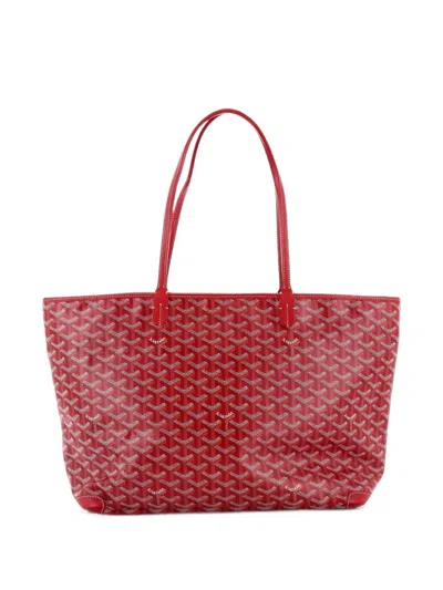 Pre-owned Goyard Artois Tote Coated Canvas Mm Shoulder Bag In Red