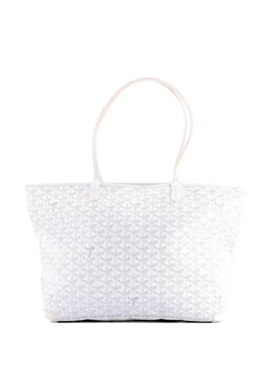 Pre-owned Goyard Artois Tote Coated Canvas Mm Shoulder Bag In White