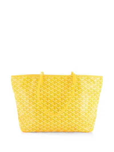 Pre-owned Goyard Artois Tote Coated Canvas Mm Shoulder Bag In Yellow