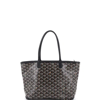 Pre-owned Goyard Artois Tote Coated Canvas Pm In Black