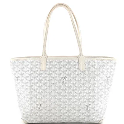 Pre-owned Goyard Artois Tote Coated Canvas Pm In White