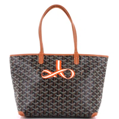 Pre-owned Goyard Artois Tote Printed Coated Canvas Pm In Brown