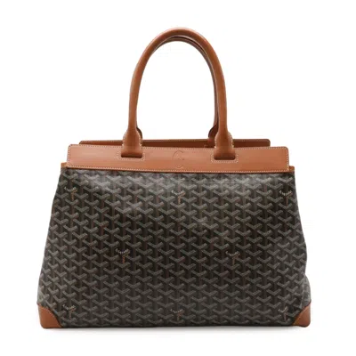 Pre-owned Goyard Belchasse Mm Tote Bag Coated Canvas Leather In Black