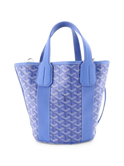 Pre-owned Goyard Belharra Coated Canvas Pm Tote Bag In Blue