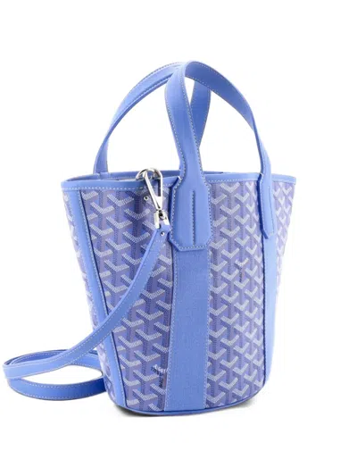 Pre-owned Goyard Belharra Coated Canvas Pm Tote Bag In Blue