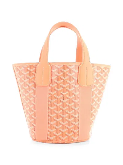 Pre-owned Goyard Belharra Coated Canvas Pm Tote Bag In Orange