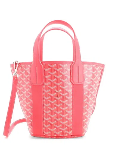 Pre-owned Goyard Belharra Coated Canvas Pm Tote Bag In Red