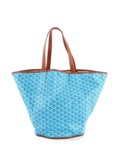 Pre-owned Goyard Belharra Reversible Coated Canvas Tote Bag In Blue