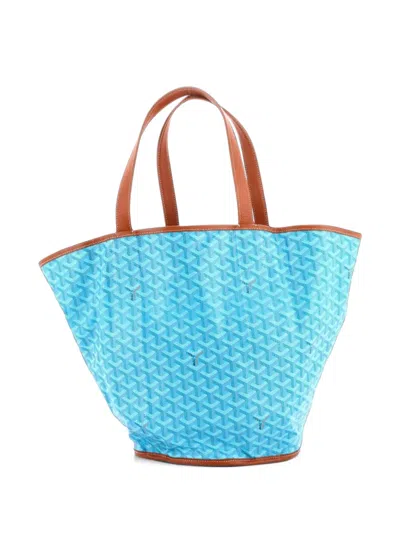 Pre-owned Goyard Belharra Reversible Coated Canvas Tote Bag In Blue