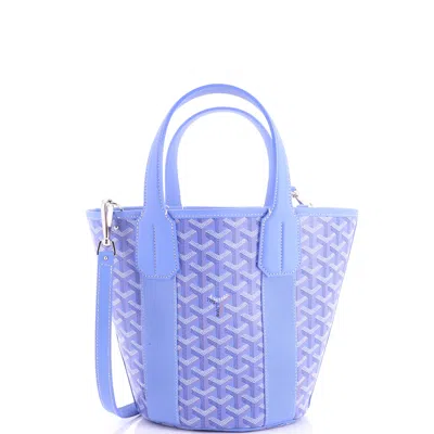 Pre-owned Goyard Belharra Tote Coated Canvas Pm In Blue
