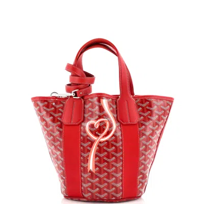 Pre-owned Goyard Belharra Tote Printed Coated Canvas Pm In Red