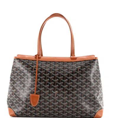 Pre-owned Goyard Bellechasse Bag Coated Canvas Pm In Black