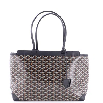 Pre-owned Goyard Bellechasse Bag Coated Canvas Pm In Black
