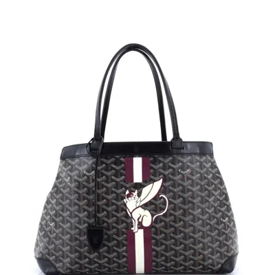 Pre-owned Goyard Bellechasse Bag Coated Canvas Pm In Black