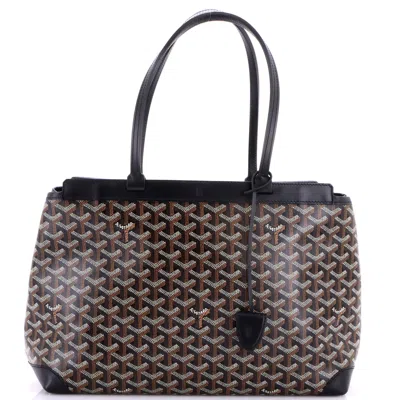 Pre-owned Goyard Bellechasse Bag Coated Canvas Pm In Black
