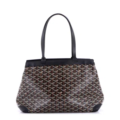 Pre-owned Goyard Bellechasse Bag Coated Canvas Pm In Black
