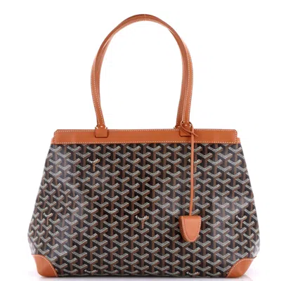 Pre-owned Goyard Bellechasse Bag Coated Canvas Pm In Brown
