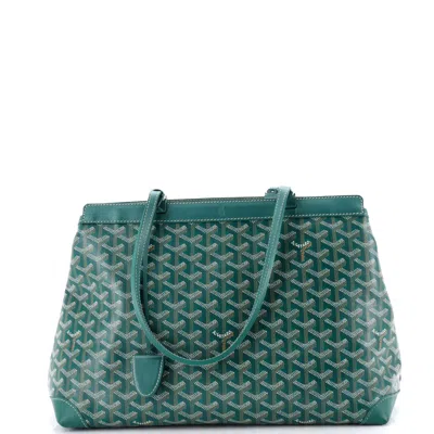 Pre-owned Goyard Bellechasse Bag Coated Canvas Pm In Green