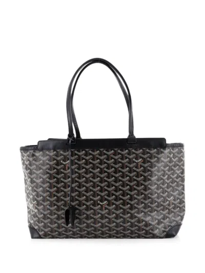 Pre-owned Goyard Bellechasse Bag Coated Canvas Pm Tote Bag In Black