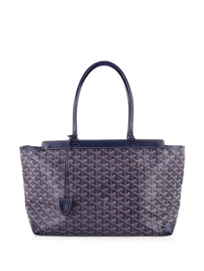 Pre-owned Goyard Bellechasse Bag Coated Canvas Pm Tote Bag In Blue
