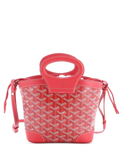 Pre-owned Goyard Beluga Bag Coated Canvas Mini Tote Bag In Red