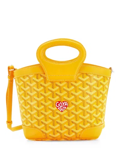 Pre-owned Goyard Beluga Bag Printed Coated Canvas Mini Tote Bag In Yellow