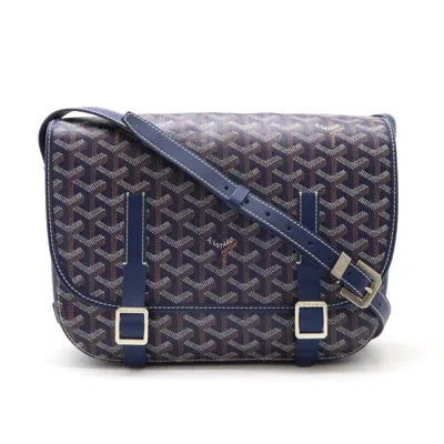 Pre-owned Goyard Belvedere Blue Coated Canvas Leather Shoulder Bag () In Multi