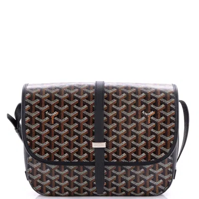 Pre-owned Goyard Belvedere Ii Messenger Bag Coated Canvas Mm In Black