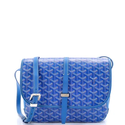 Pre-owned Goyard Belvedere Ii Messenger Bag Coated Canvas Mm In Blue