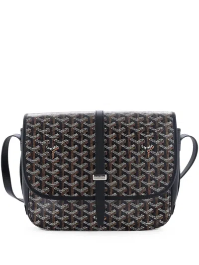 Pre-owned Goyard Belvedere Ii Messenger Bag Coated Canvas Mm Crossbody Bag In Black