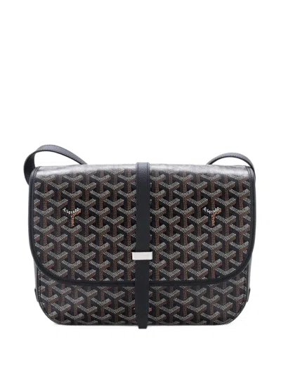 Pre-owned Goyard Belvedere Ii Messenger Bag Coated Canvas Mm Crossbody Bag In Black
