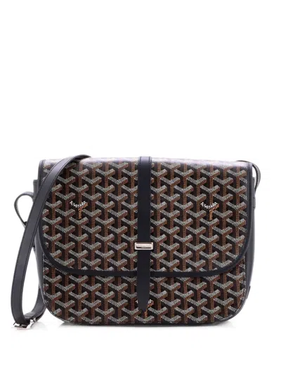 Pre-owned Goyard Belvedere Ii Messenger Bag Coated Canvas Mm Crossbody Bag In Black