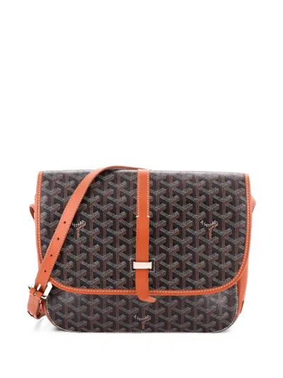 Pre-owned Goyard Belvedere Ii Messenger Bag Coated Canvas Mm Crossbody Bag In Brown