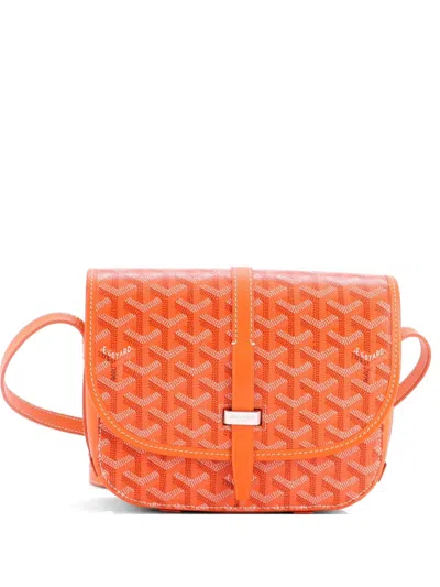 Pre-owned Goyard Belvedere Ii Messenger Bag Coated Canvas Pm Crossbody Bag In Orange