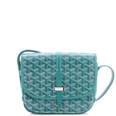 Pre-owned Goyard Belvedere Ii Messenger Bag Coated Canvas Pm In Green