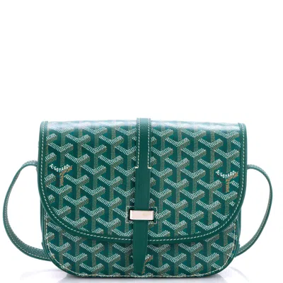 Pre-owned Goyard Belvedere Ii Messenger Bag Coated Canvas Pm In Green