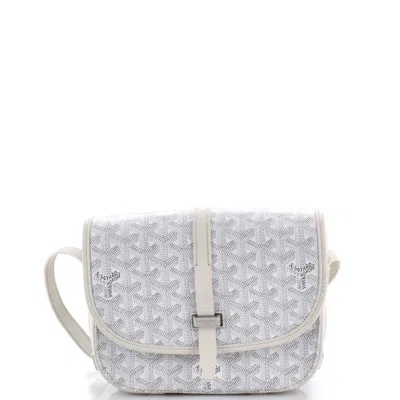 Pre-owned Goyard Belvedere Ii Messenger Bag Coated Canvas Pm In White