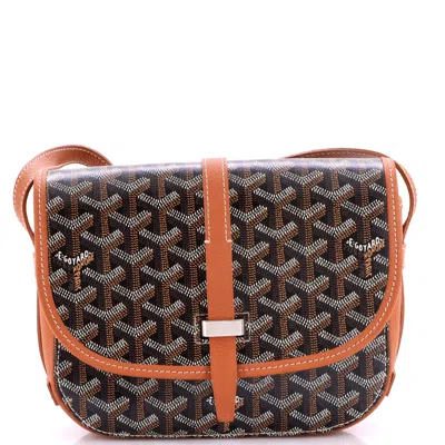 Pre-owned Goyard Belvedere Iii Messenger Bag Coated Canvas With Leather Pm In Brown