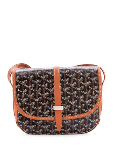 Pre-owned Goyard Belvedere Iii Messenger Bag Coated Canvas With Leather Pm Crossbody Bag In Brown