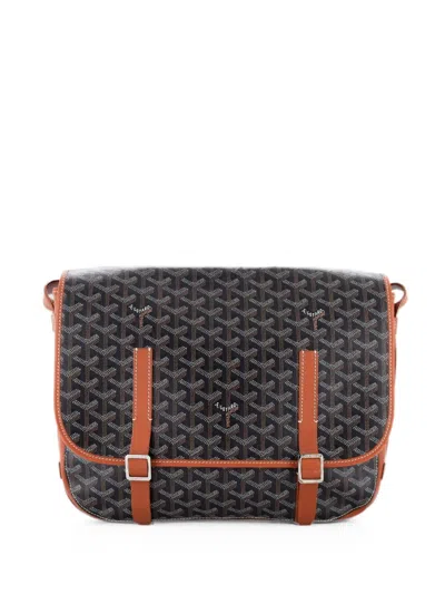 Pre-owned Goyard Belvedere Messenger Bag Coated Canvas Gm Crossbody Bag In Black