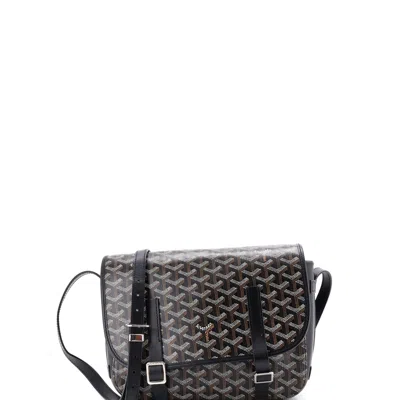 Pre-owned Goyard Belvedere Messenger Bag Coated Canvas Mm In Black