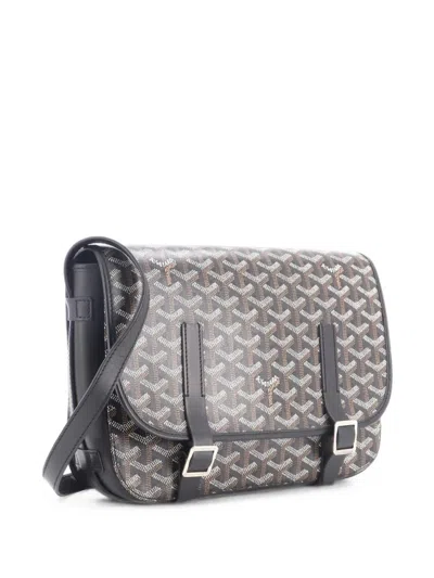 Pre-owned Goyard Belvedere Messenger Bag Coated Canvas Mm Crossbody Bag In Black