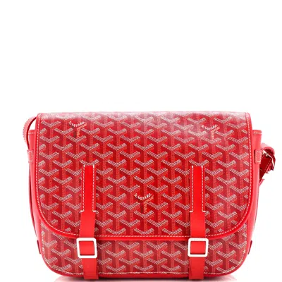 Pre-owned Goyard Belvedere Messenger Bag Coated Canvas Mm In Red