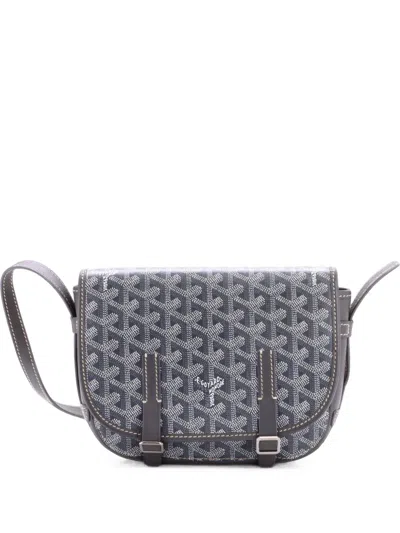 Pre-owned Goyard Belvedere Messenger Bag Coated Canvas Pm Crossbody Bag In Grey