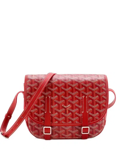 Pre-owned Goyard Belvedere Messenger Bag Coated Canvas Pm Crossbody Bag In Red