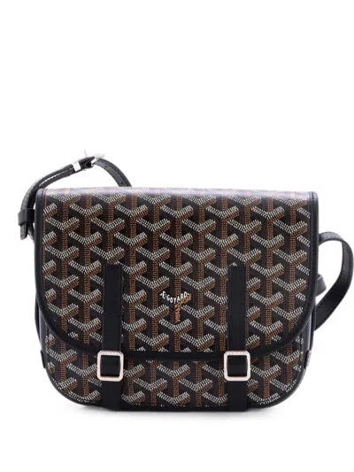 Pre-owned Goyard Belvedere Messenger Bag Coated Canvas With Leather Pm Crossbody Bag In Black