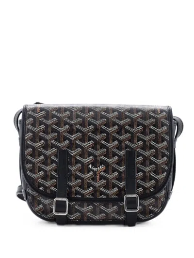 Pre-owned Goyard Belvedere Messenger Bag Coated Canvas With Leather Pm Crossbody Bag In Black