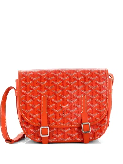 Pre-owned Goyard Belvedere Messenger Bag Coated Canvas With Leather Pm Crossbody Bag In Orange
