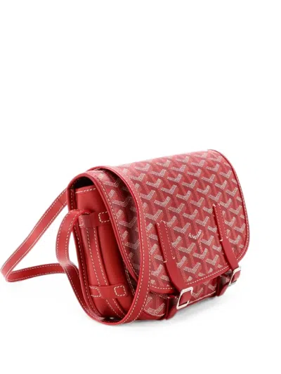 Pre-owned Goyard Belvedere Messenger Bag Coated Canvas With Leather Pm Crossbody Bag In Red
